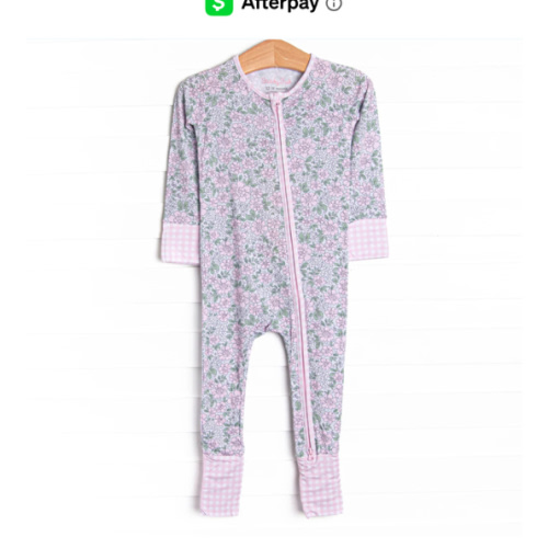 Gingham Gardenias Bamboo Zippy Pajama, Pink – Stitchy Fish
