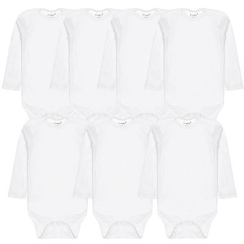 Everyday Kids 7-Pack White Baby Bodysuits – Cotton Onesies for Newborns & Infants – Short or Long Sleeve, Soft & Tagless, White, Size 0/3M