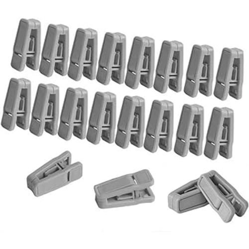 20 Pack Plastic Finger Clips for Hangers,Slim-line Finger Clips Plastic Hanger Clip for Velvet Hangers or Hanger (Gray)