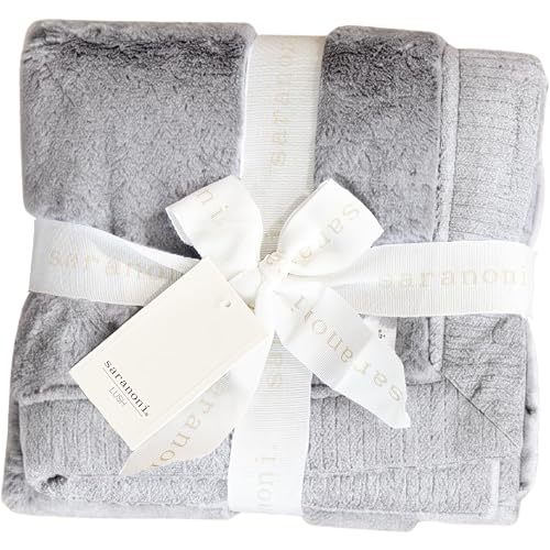 Saranoni Baby Receiving Blanket Ultra Soft Plush Gray Blanket 40x30