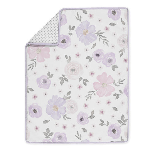 Sweet Jojo Designs Watercolor Floral Lavender and Grey 3 Piece Mini Crib Bedding Set by Sweet Jojo Designs | Wayfair