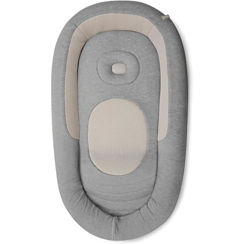 Inglesina Welcome Pod Baby Lounger, Harmony Gray - U.S. Compliant Infant Lounger for 0-8 Months - with Ergonomic Support for Supervised Tummy Time & Play - Breathable Bamboo & Cotton