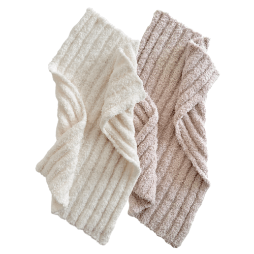 2-Pack Phufy® Bliss Mini Blanket, Bisque/Cream Wave