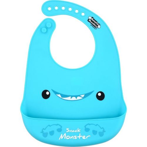 Pavilion Gift Company - Blue Snack Monster - 12" Silicone Catch All Bib - Bibs