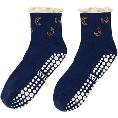 Shapes Studio Half Calf Grip Socks, Cute Fruit Pilates Socks, Ruffle Socks, Non-Slip for Barre Yoga
