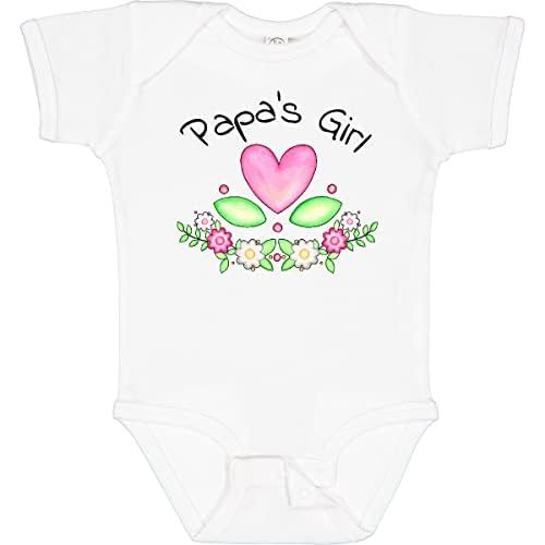 inktastic Papa's Girl- Heart Flowers Baby Bodysuit