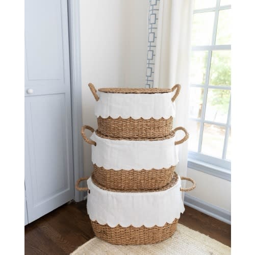 Bunny Williams Nesting Baskets with Scalloped Liner - Set of 3