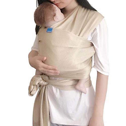 Vlokup Baby Wrap Sling Carrier for Newborn, Infant, Toddler, Kid | Breathable Lightweight Stretch Mesh Water Sling | Nice for Summer, Pool, Beach, Swimming | Perfect Shower Gift Champagne