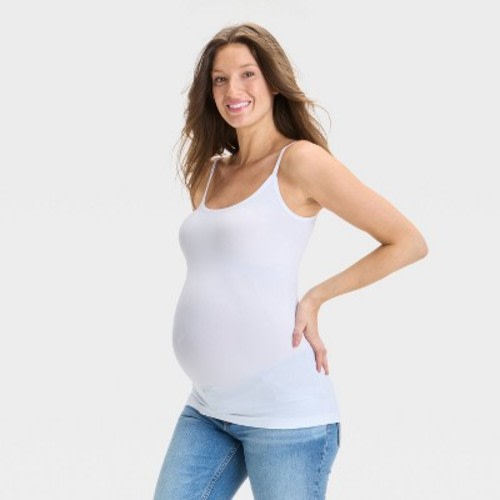 Seamless Support Maternity Tank Top - Isabel Maternity by Ingrid & Isabel™ White M/L: Lightweight Scoopneck Pullover