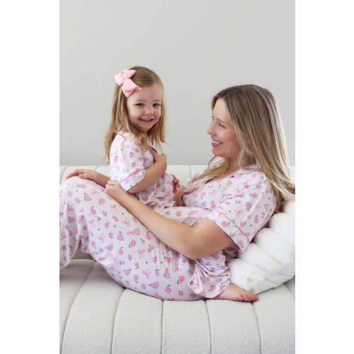 Women's Two Piece Flare Lounge Set | Ribbon & Roses Pink