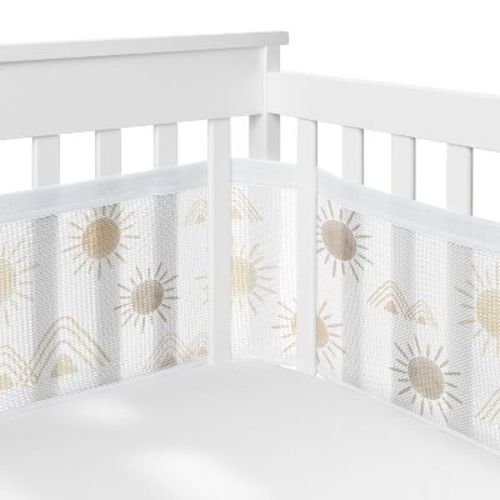 Sweet Jojo Designs Gender Neutral Unisex BreathableBaby Breathable Mesh Crib Liner Desert Sun Beige Tan