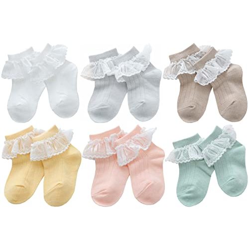 QandSweet Newborn Girls' Frilly Socks Baby Ankle Sock for Infant and Toddlers
