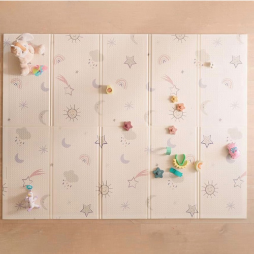 Nuby Reversible Baby Floor Mat, 77" x 58" - Foldable and Lightweight Baby Play Mat for Floor - Easy Storage and Travel - Stars and Sky