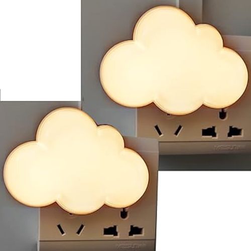 AUSAYE 2 Pack LED Night Light Plug in Lamp Cloud Night Light Mini Pretty Night Lights for Adults Kids NightLight White