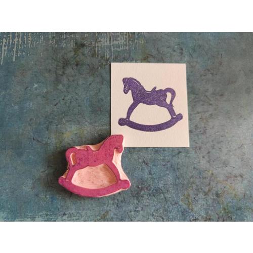 Vintage Rocking Horse Stamp for Festive Scrapbooking, Retro Style Rocking Horse Stamp, Wooden horse stamp