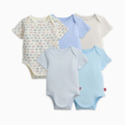 Magnetic Me Organic Cotton Magnetic Bodysuit 5 Pack Bundle - Blue Assorted, 3-6 M