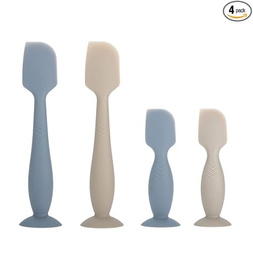 Baby Diaper Cream Spatula Applicator, 4 Pack Butt Paste Spatula Diaper Cream Brush for Newborn Baby, 2 Large and 2 Mini Sizes (Dark blue, gray)
