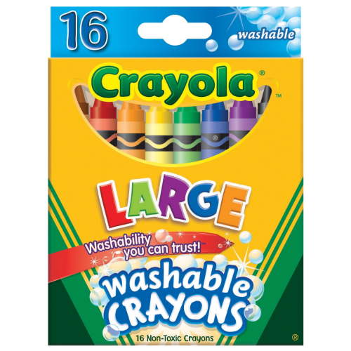 Crayola 16 Count Ultra Clean Washable Large Crayons, Assorted Colors, School Supplies