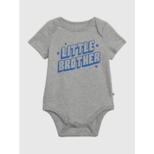 Baby 100% Organic Cotton Mix and Match Graphic Bodysuit in light heather grey brother, size: 3-6 M