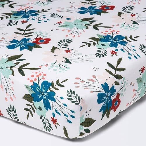 Cloud Island Fitted Crib Sheet - 100% Cotton - 28 in x 52 in - Choose Your Pattern (Meadow)