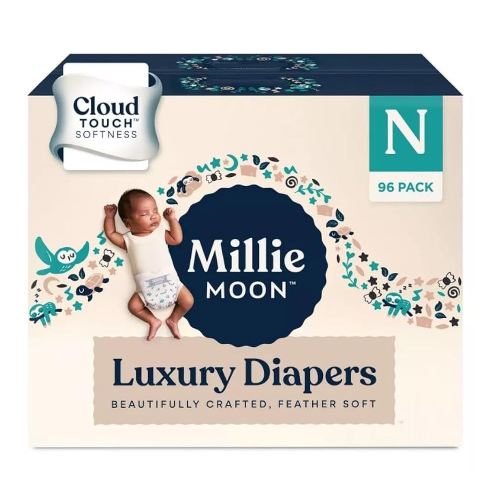 Millie Moon Luxury Disposable Diapers-(Size-Newborn and Count-96)