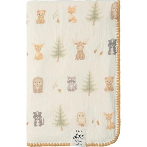 Christian Children’s Blanket, I am a Child of God, Christian Baby and Children's Gift, Christian Children’s Gift, Baptism, Newborn, Blessing Blanket (Woodland)
