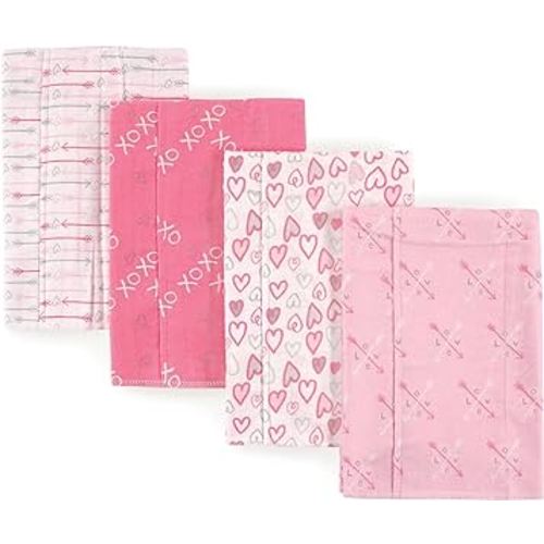 Luvable Friends Unisex Baby Cotton Flannel Burp Cloths, Love, One Size