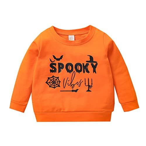 AIMAOMI Kid Halloween Sweatshirt Baby Boy Girl Funny Ghos Graphic Pullover Crewneck Long Sleeve Shirt Fall