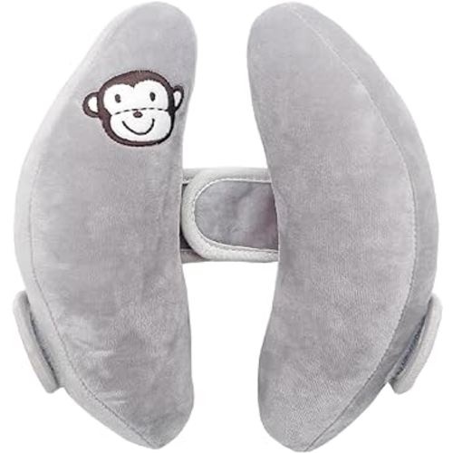Baby Travel Pillow, Adjustable Head Neck Pillow for Infant Car Seat, Stroller Headrest Pillow for Infants, Banana Travel Headrest Pillow, Comfortble Toddler Neck Pillows for Pushchair, Gray