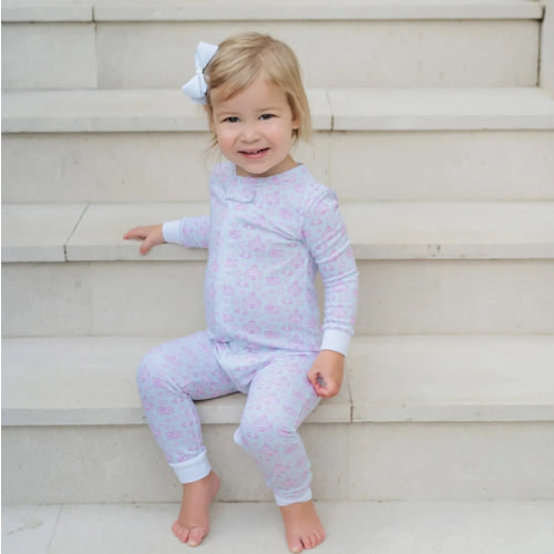 Parker Girls' Zipper Pajama - Sandcastles Pink