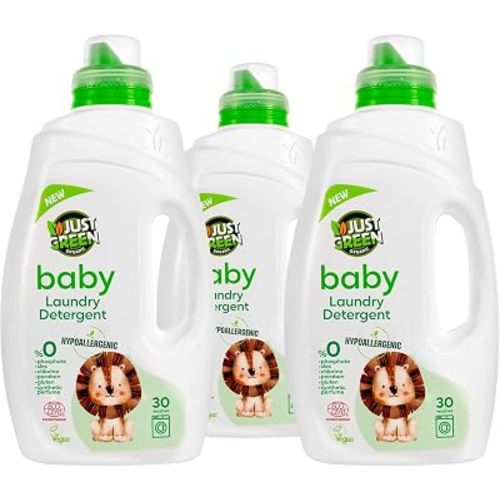 Baby Liquid Laundry Detergent, Plant-Based Laundry Soap Newborn & Infant Clothes, Hypoallergenic, Fragrance-Free, EcoCert Certified, 30 Washes, 50.7 fl oz (1500 ml) - 3 Pack