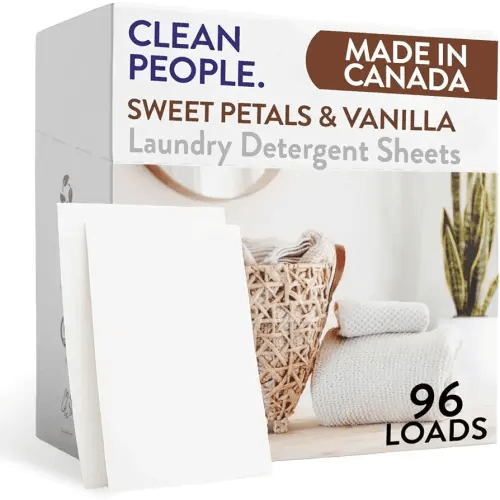The Clean People Laundry Detergent Sheets - Laundry Soap - Ultra Concentrated, Recyclable Packaging, Stain Fighting - Sweet Petals & Vanilla, 96 Pack