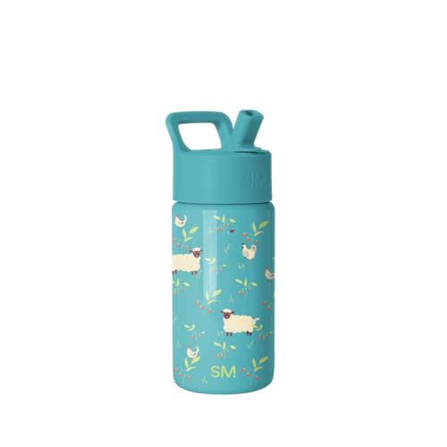 Simple Modern Kids Water Bottle with Straw Lid | 14oz Insulated Stainless Steel Kids Tumbler & Spill Proof Toddler Cup for School, Girls, Boys | Summit | Sheeps & Strawberries