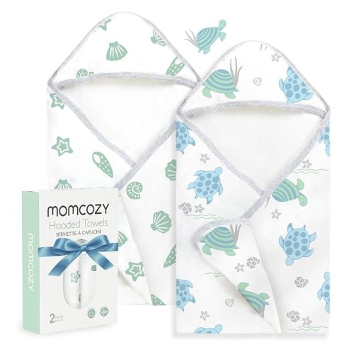 Momcozy Baby Towels, Soft Absorbent Bath Towel for Newborn&Toddler,Turtle