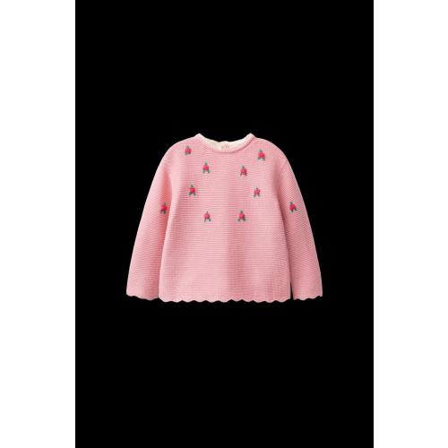 FLORAL EMBROIDERED LACE SWEATER - Light pink | ZARA United States