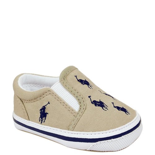 Polo Ralph Lauren Boys' Bal Harbour Embroidered Logo Detail Slip-On Sneaker Crib Shoes (Infant)