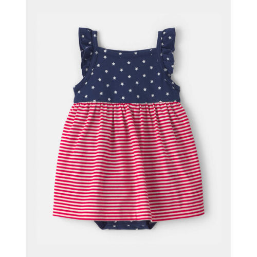 Baby Girl American Flag Sleeveless Bodysuit Dress - Red/Navy Blue | Carter's