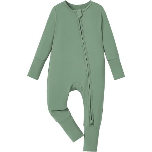 PATPAT Baby Pajama with Bamboo Viscose, Footie Jumpsuit Romper with 2-Way Zipper for Baby Boy Girl Toddler Sleeper Sleepwear