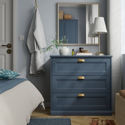 FÅGELFJÄLLET 3-drawer dresser - dark gray-blue 32 1/4x20 1/8x30 3/4 "