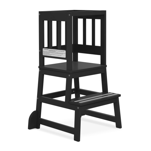 Dream On Me 2-in-1 Funtastic Tower and Step Stool, Easy to Assemble, Black