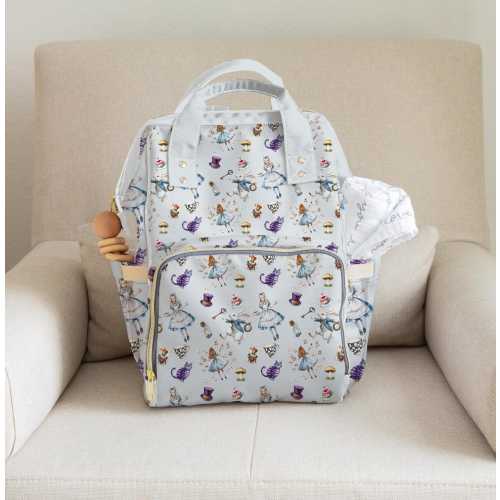 Alice in Wonderland Diaper Bag | Personalized Lewis Carroll Alice Multifunctional Baby Bag | Classic Baby Shower Gift | Baby Backpack