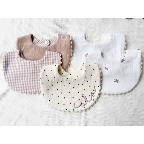 Embroidered Gauze Baby Bib: Personalized Cotton Burp Cloth