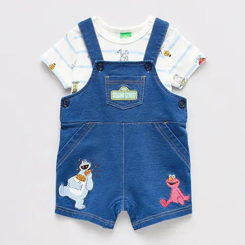 Baby Boys 2-pc. Sesame Street Shortall Set, Color: Blue - JCPenney