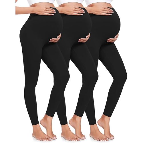 3 Pack Maternity Leggings Over The Belly High Waist Yoga Pants Workout Leggings Comfy Tights