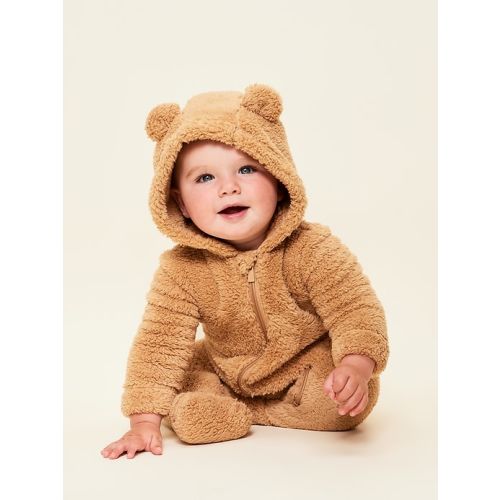 Hooded Critter Footed Sherpa One-Piece for Baby