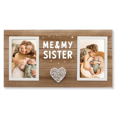 SOUHONEY Me and My Sister Picture Frame - Big Sister Gifts for Girls - Unique Baby Boy Girl Gifts, Double 4x6 Inches Sibling Keepsake Picture Frame Nursery Decor