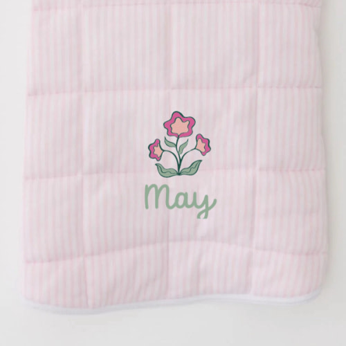 Personalized Tummy Time Mat - Pink and White stripe