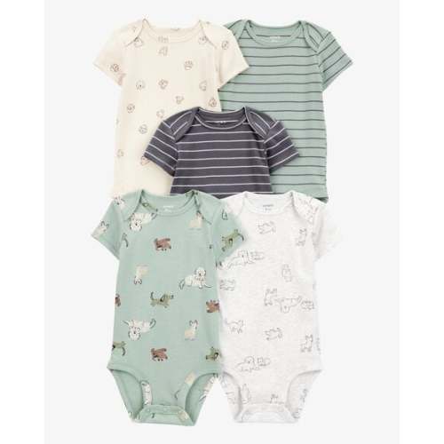 5-Pack Dog Short-Sleeve Cotton Bodysuits