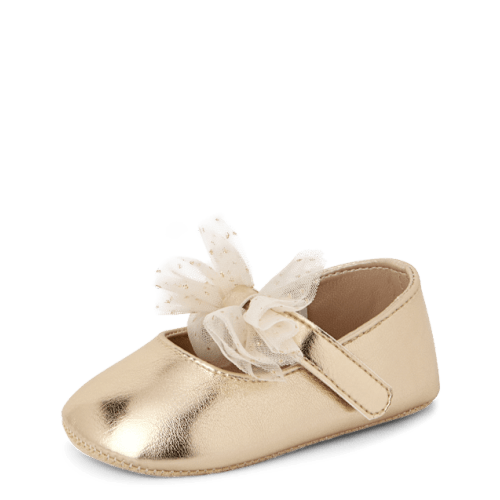 Baby Girls Metallic Bow Ballet Flats - Metallic