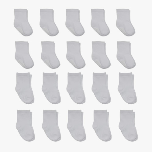Little Me 20-Pack Newborn Baby Infant & Toddler Unisex Socks, 0-12/12-24 Months, Assorted Size Pack, White